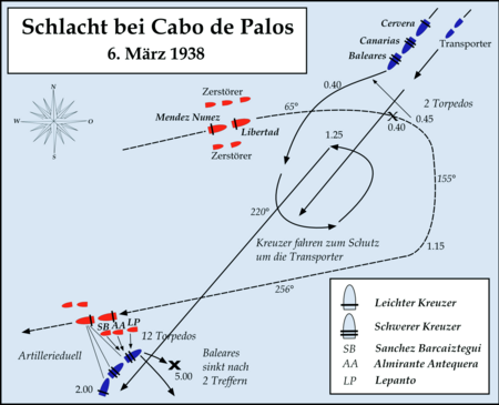 Carte de la bataille du
                cap de Palos